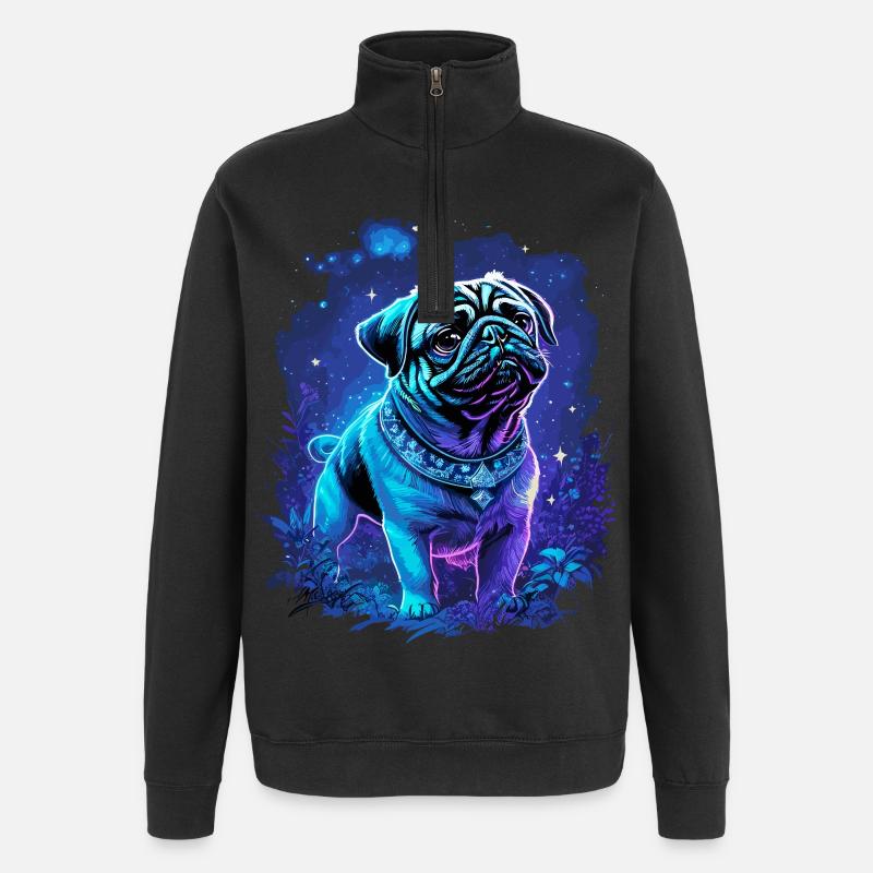 Mystischer süßer Mops Hund - Quarter-Zip-Sweatshirt - Schwarz