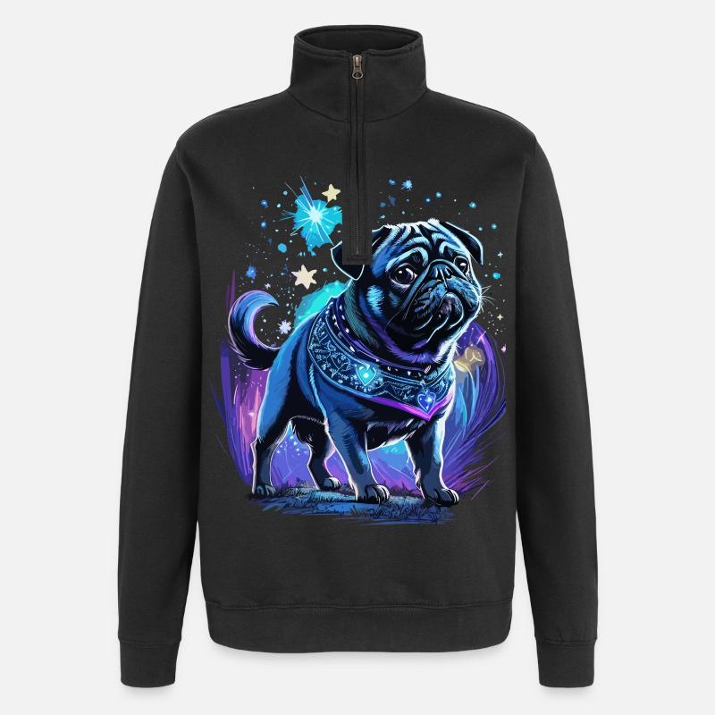 Mitternachtszauber Mops Hund - Quarter-Zip-Sweatshirt - Schwarz