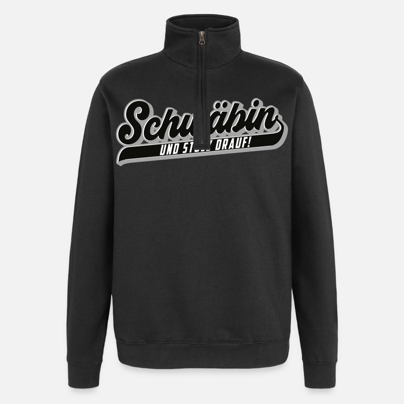 Stolze Schwäbin | Farben änderbar - Quarter-Zip-Sweatshirt - Schwarz