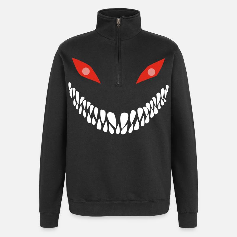 Fleischfressender Lächeln - Quarter-Zip-Sweatshirt - Schwarz