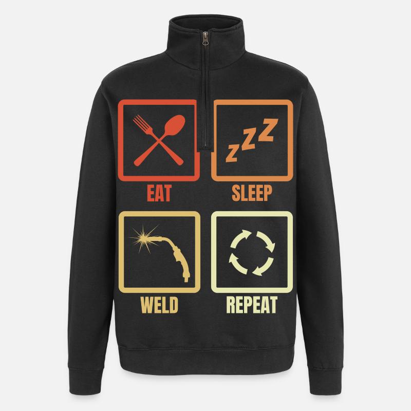 Manger Sommeil Soudure Répéter - Sweat à zip 1/4 - noir