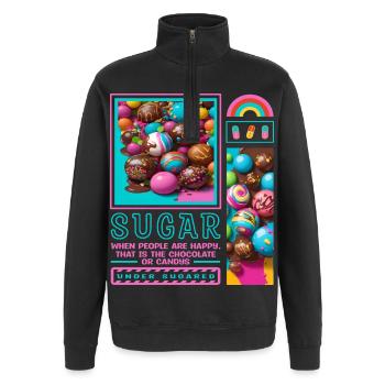 Zucker Mensch - Quarter-Zip-Sweatshirt - Schwarz - Vorne - AI Model Female 172 light (172cm) & AI Model Male 178 dark (178cm)