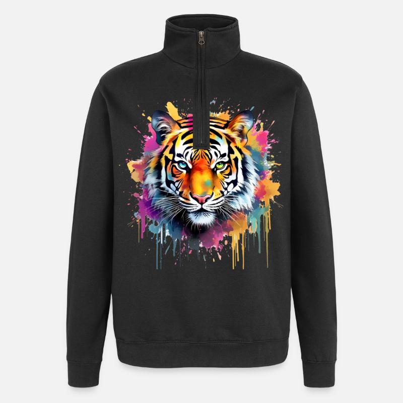Tiger - Quarter-Zip Sweatshirt - black