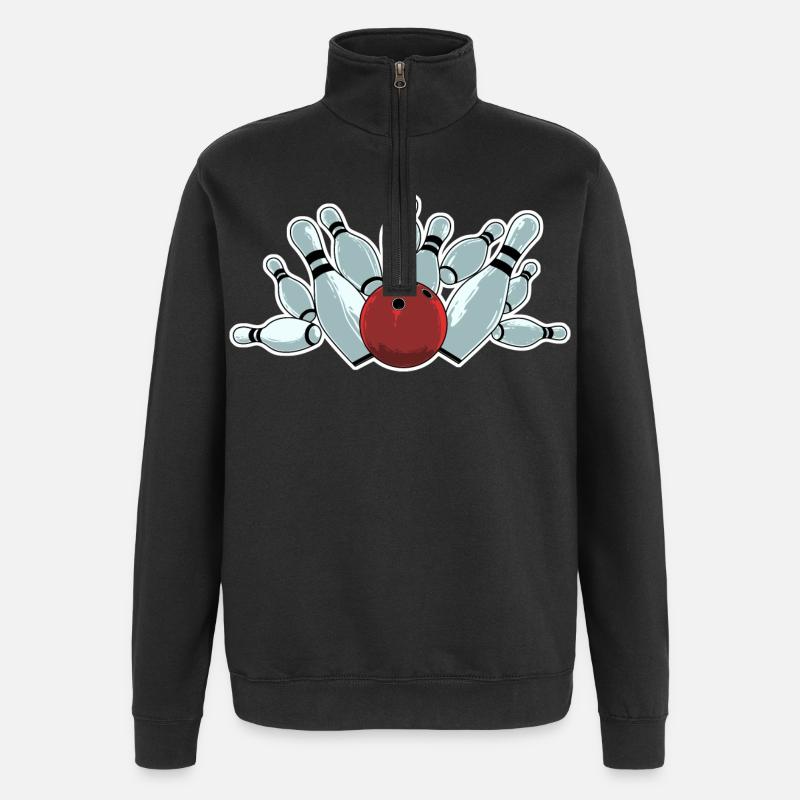 Frappe de bowling - Sweat à zip 1/4 - noir