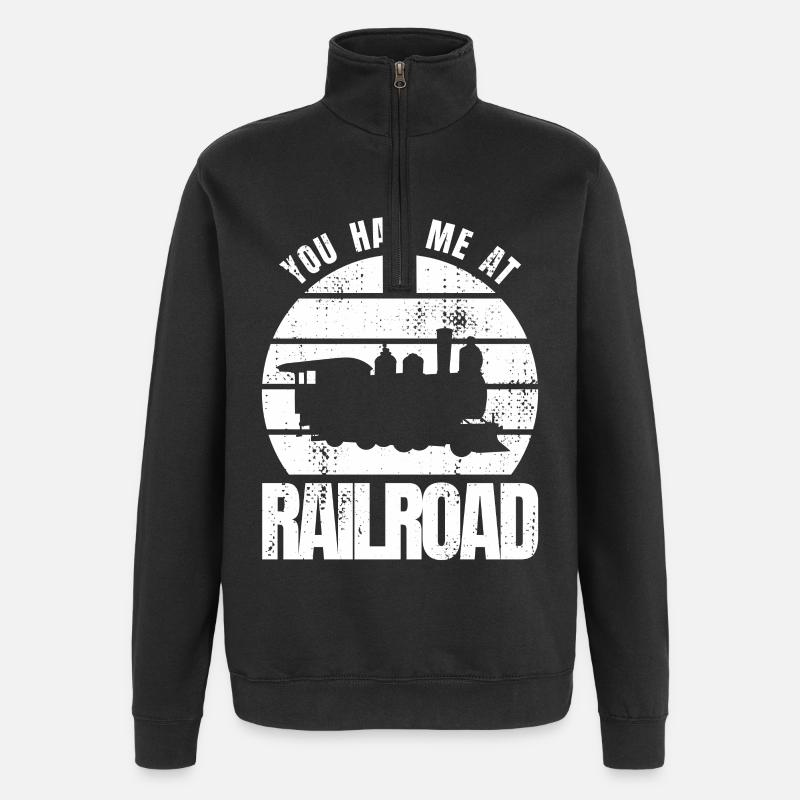 Du hattest mich bei Eisenbahn - Quarter-Zip-Sweatshirt - Schwarz