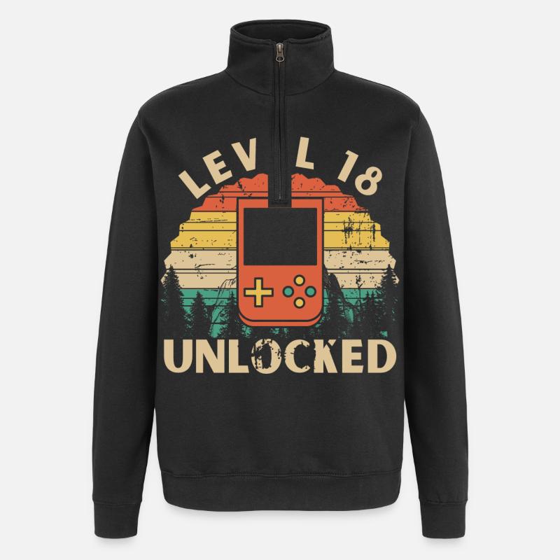 Level 18 Unlocked - Sweat à zip 1/4 - noir