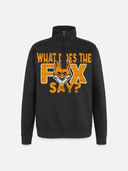 What does the Fox say - Quarter-Zip-Sweatshirt - Schwarz