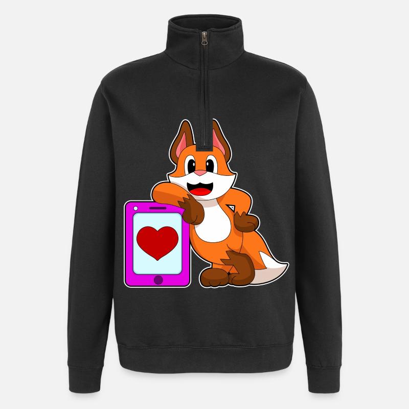 Fuchs Herz - Quarter-Zip-Sweatshirt - Schwarz