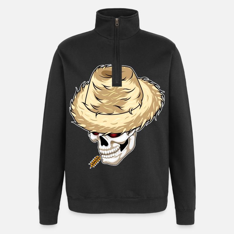 Ferme de blé Skull Farmer - Sweat à zip 1/4 - noir