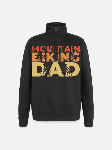 Funny mountain biker father - Quarter-Zip Sweatshirt - black