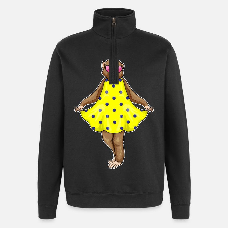 Affe Polka Dots Kleid - Quarter-Zip-Sweatshirt - Schwarz