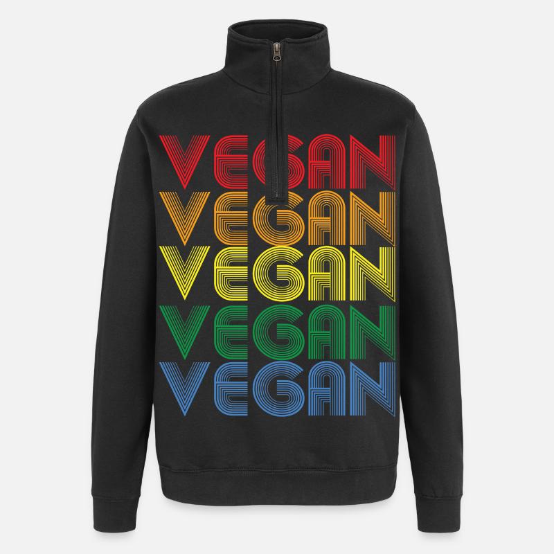 Rainbow VEGAN Statement - Quarter-Zip Sweatshirt - black