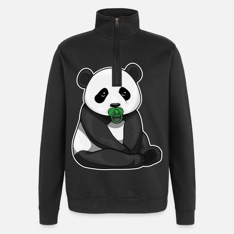 Sucette panda - Sweat à zip 1/4 - noir