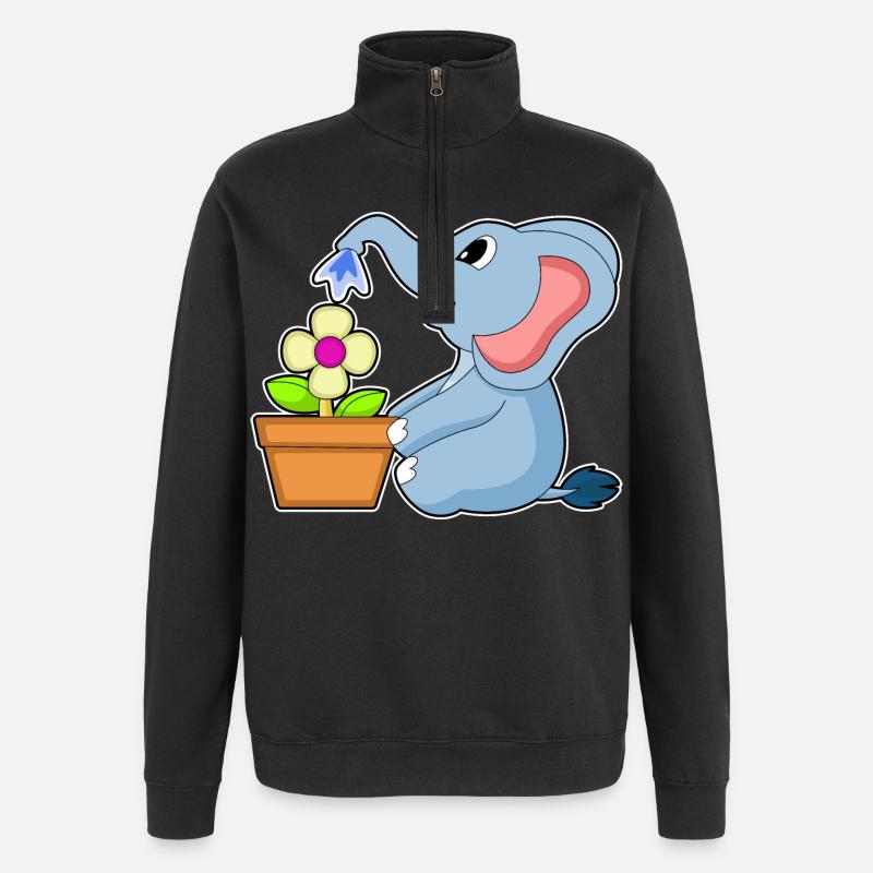 Elefant Blume - Quarter-Zip-Sweatshirt - Schwarz