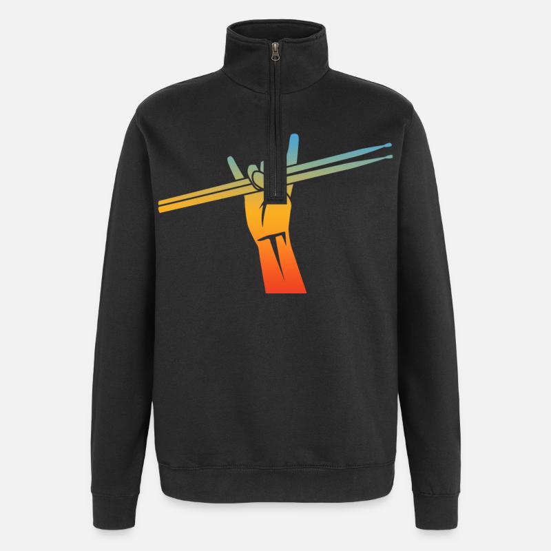 Drummers Drumsticks - Quarter-Zip Sweatshirt - black