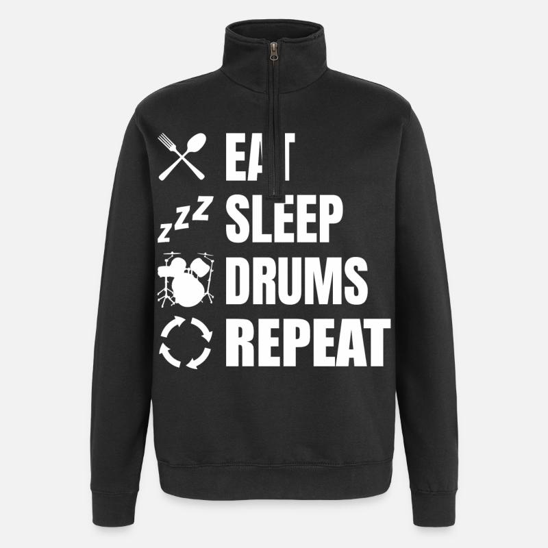 Eat Sleep Drums Repeat - Quarter-Zip-Sweatshirt - Schwarz