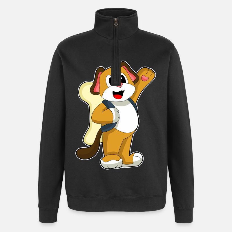 Dog Student Backpack School - Quarter-Zip Sweatshirt - black