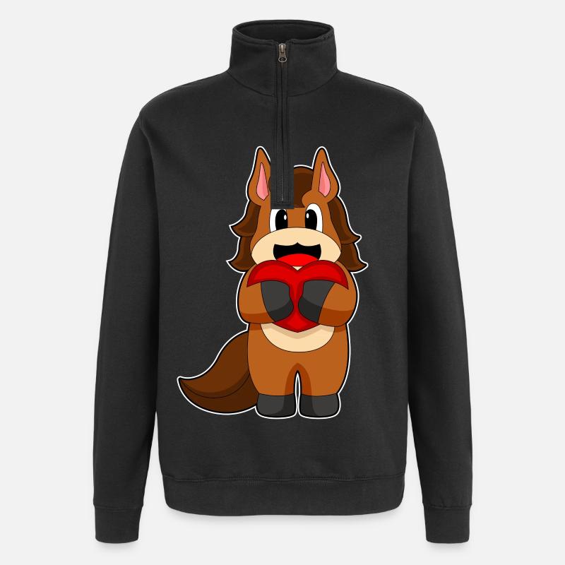Cœur de cheval - Sweat à zip 1/4 - noir