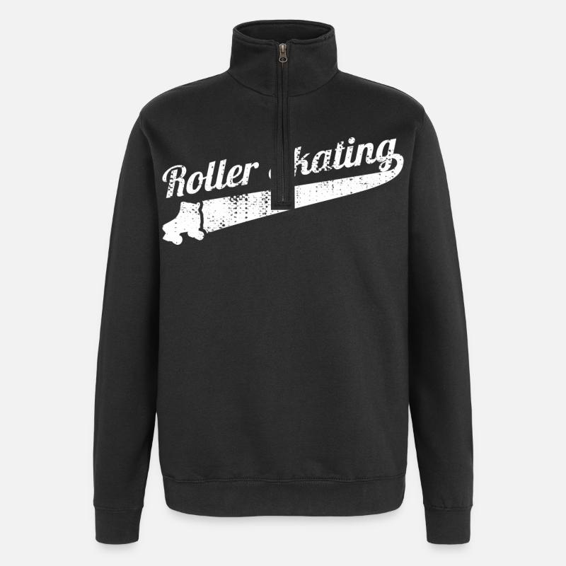 80s roller skating - Quarter-Zip Sweatshirt - black