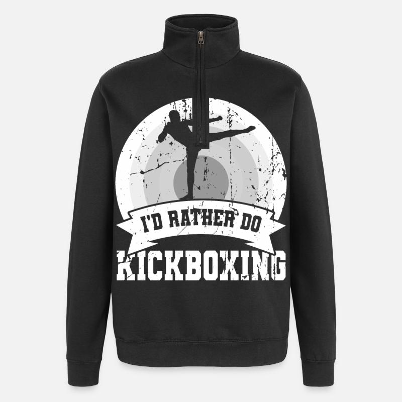 Ich würde lieber Kickboxen - Quarter-Zip-Sweatshirt - Schwarz