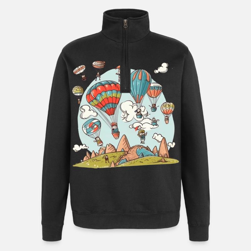 Doodle ballon - Sweat à zip 1/4 - noir
