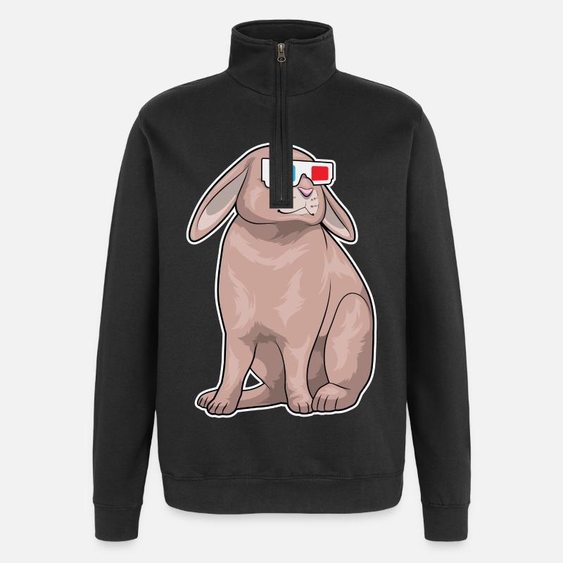 Hase Brille - Quarter-Zip-Sweatshirt - Schwarz