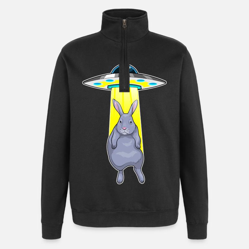 Lapin vaisseau spatial Espace - Sweat à zip 1/4 - noir