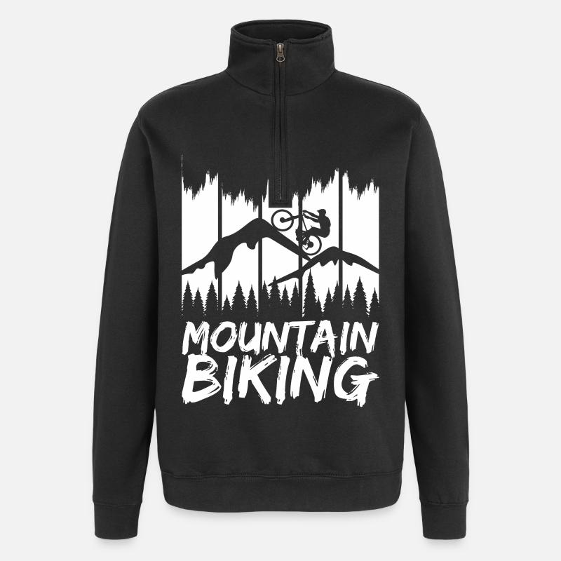Lustiges Mountainbiking - Quarter-Zip-Sweatshirt - Schwarz