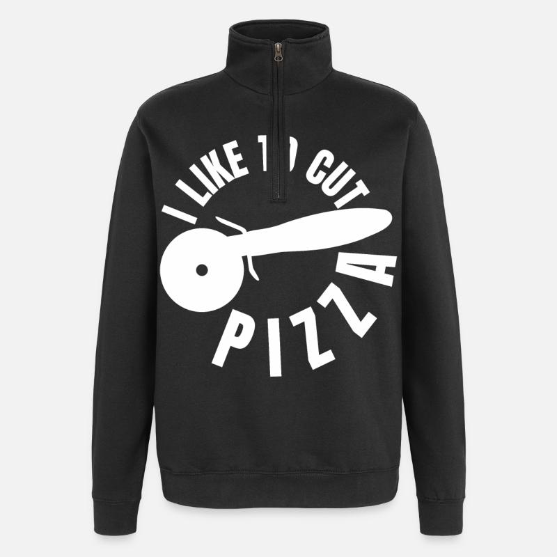 I like to slice pizza - Quarter-Zip Sweatshirt - black