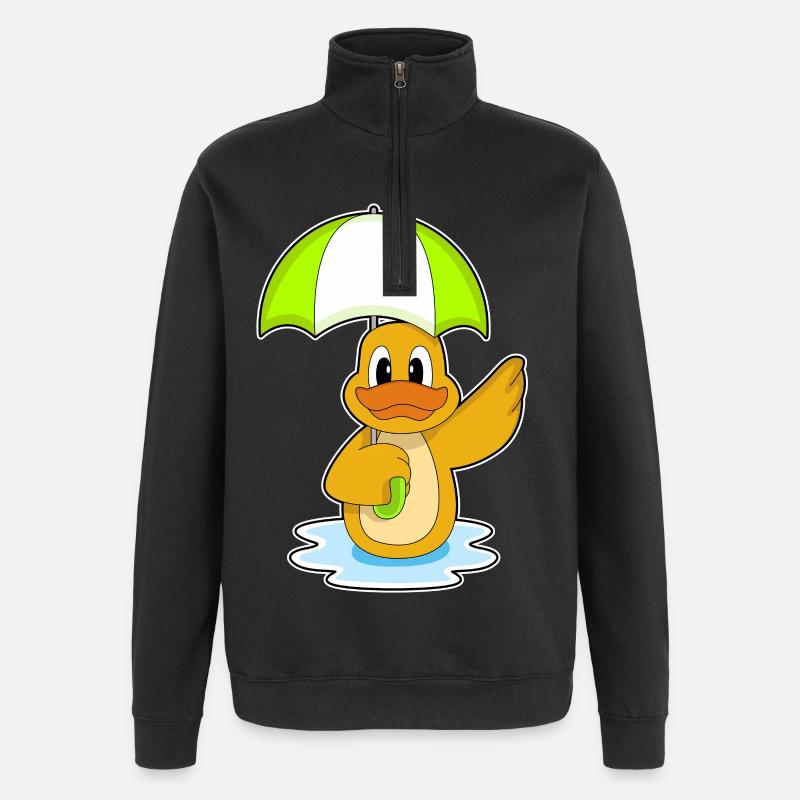 Ente Schwimmen Regenschirm - Quarter-Zip-Sweatshirt - Schwarz