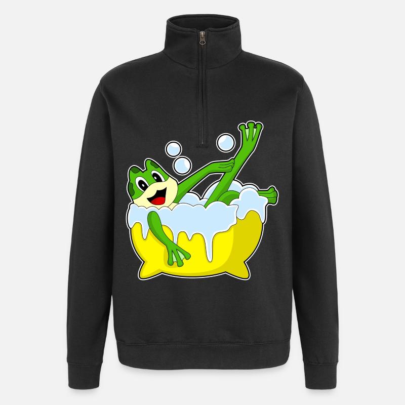 Frog Bathing Bathtub - Quarter-Zip Sweatshirt - black