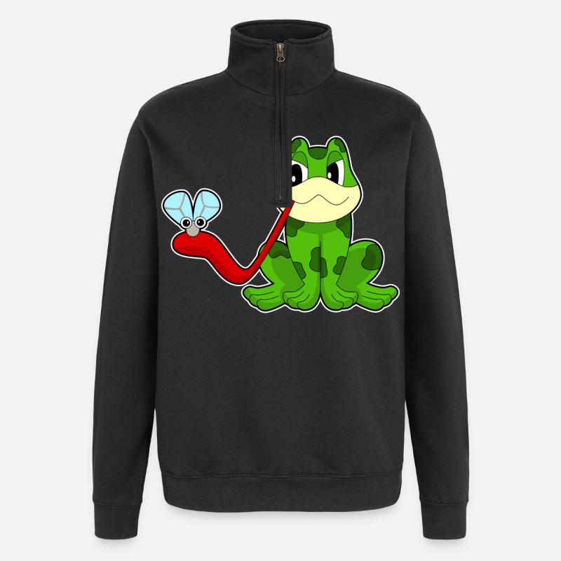 Mouche grenouille - Sweat à zip 1/4 - noir