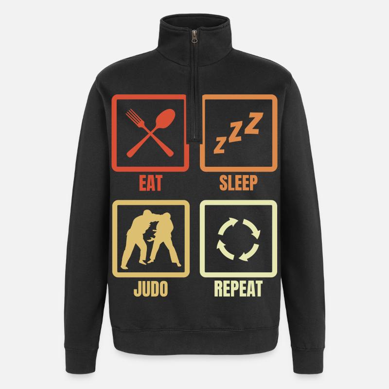Manger Dormir Judo Répéter - Sweat à zip 1/4 - noir