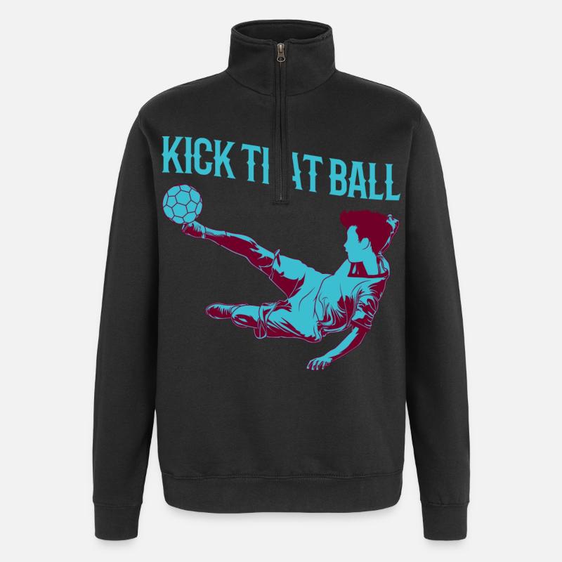 Fußballjunge - Quarter-Zip-Sweatshirt - Schwarz