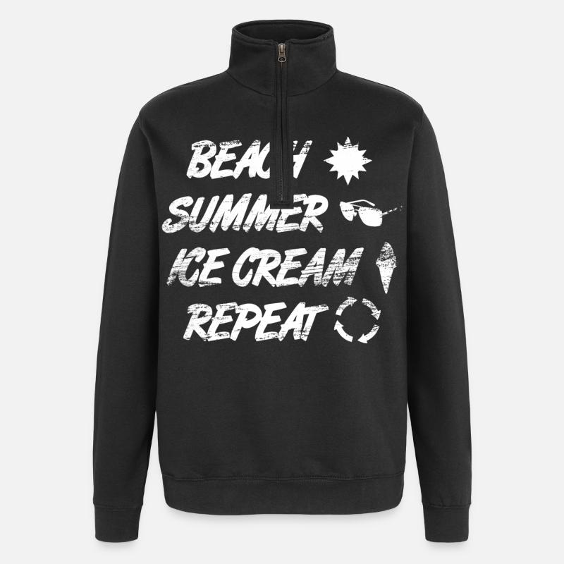 Beach Summer Ice Cream Repetition - Quarter-Zip Sweatshirt - black
