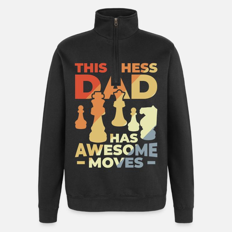 Papa d’échecs - Sweat à zip 1/4 - noir