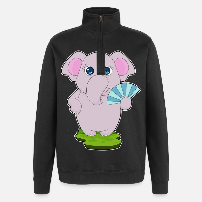 Elefant Handventilator - Quarter-Zip-Sweatshirt - Schwarz