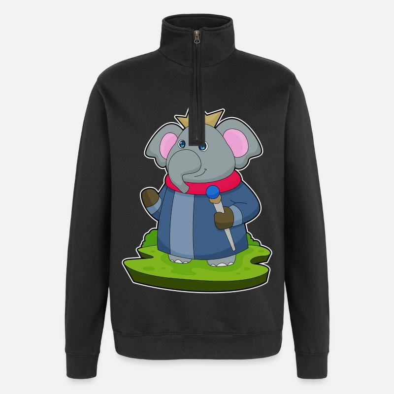 Elefant Krone - Quarter-Zip-Sweatshirt - Schwarz