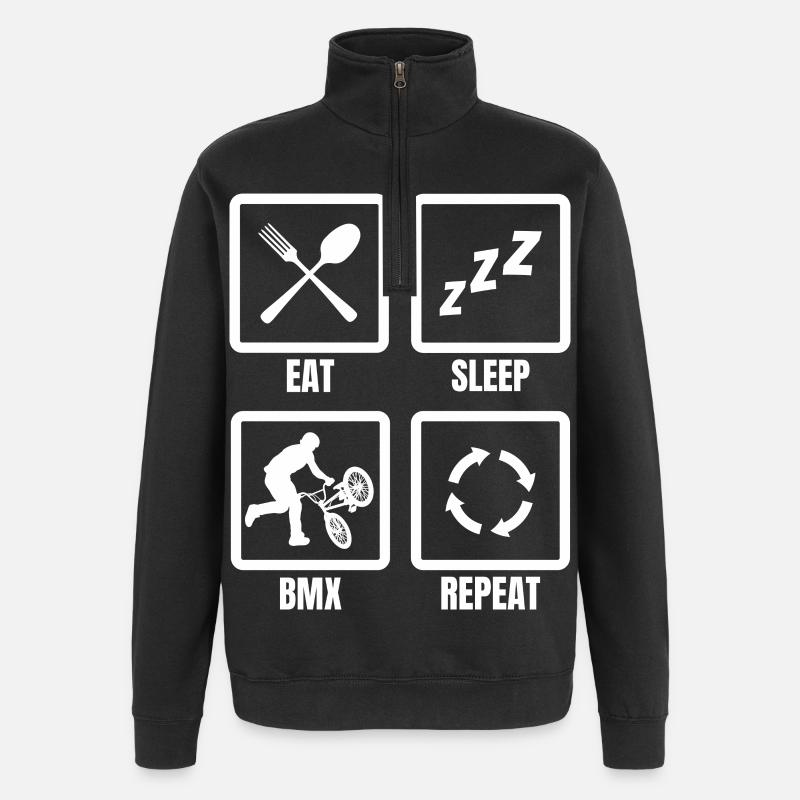 Manger Sommeil BMX Répéter - Sweat à zip 1/4 - noir