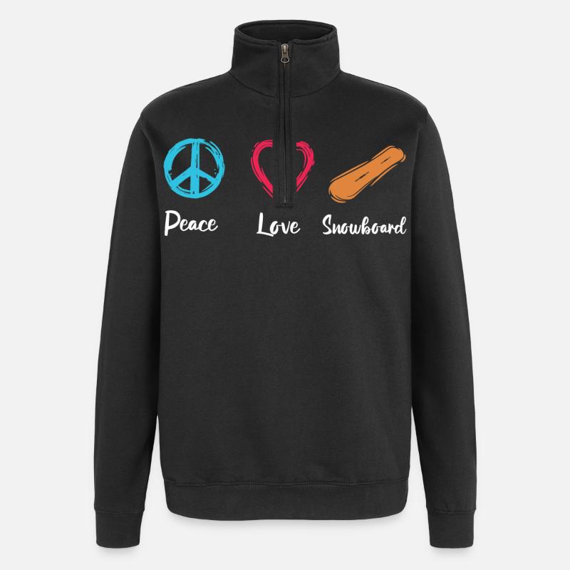 Frieden Liebe Snowboard - Quarter-Zip-Sweatshirt - Schwarz