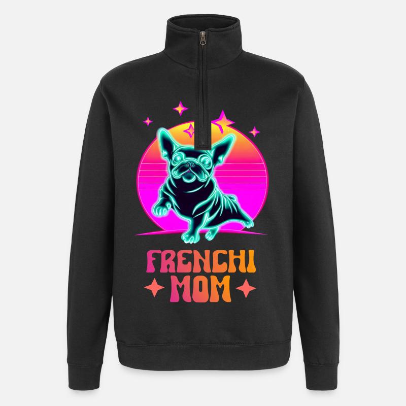Maman Frenchie - Sweat à zip 1/4 - noir
