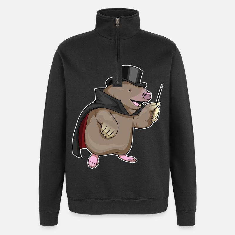 Mole Wizard Wand - Quarter-Zip Sweatshirt - black