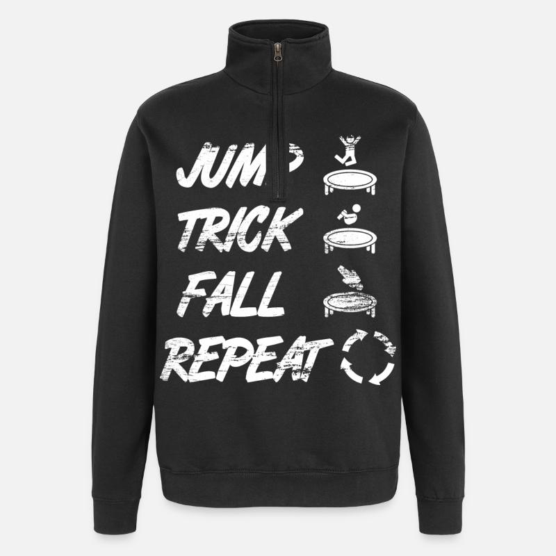 Trampolinspruch - Quarter-Zip-Sweatshirt - Schwarz