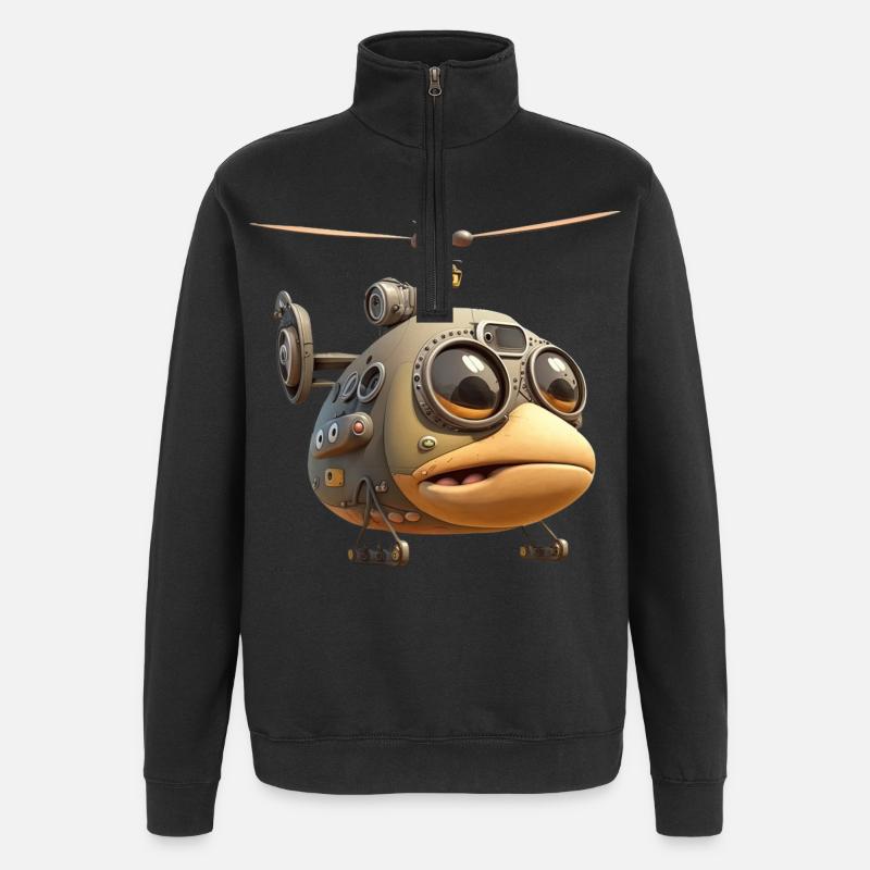 Comic Hubschrauber - Quarter-Zip-Sweatshirt - Schwarz