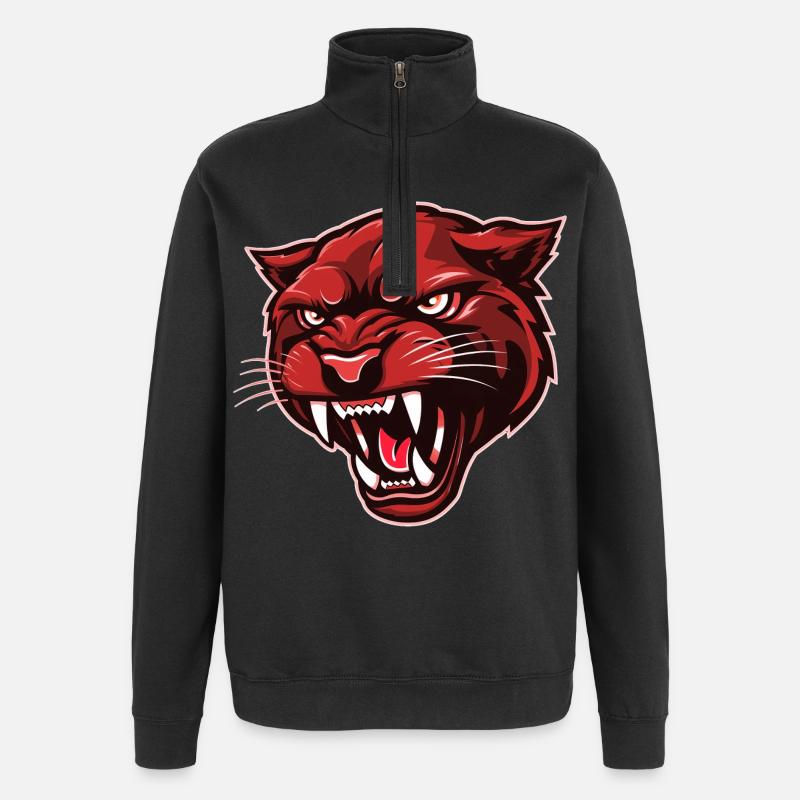 Panther Kopf Rot - Quarter-Zip-Sweatshirt - Schwarz