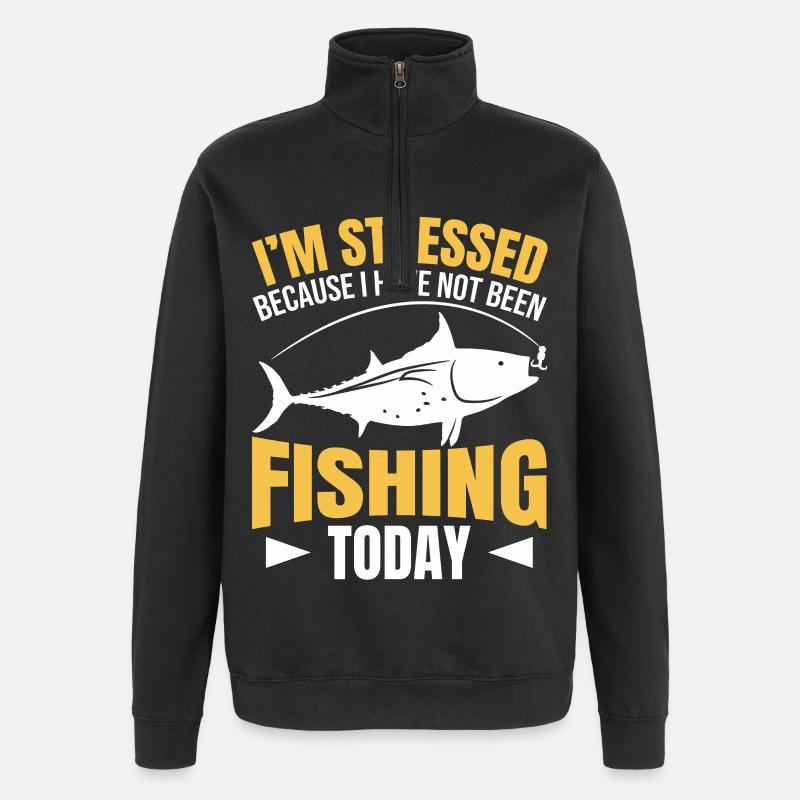 Motivation à la pêche - Sweat à zip 1/4 - noir