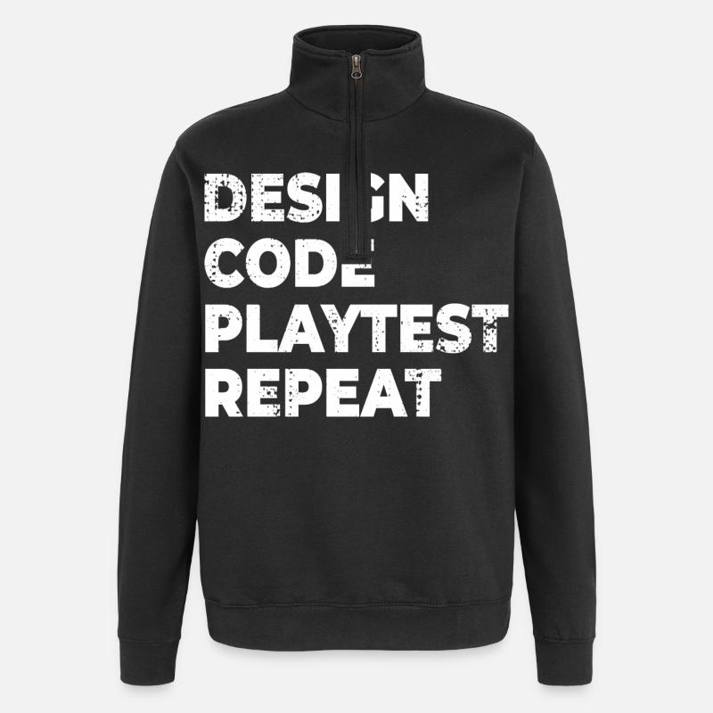 Game Development Progress - Quarter-Zip Sweatshirt - black