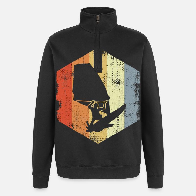 Dessin de planche à voile - Sweat à zip 1/4 - noir