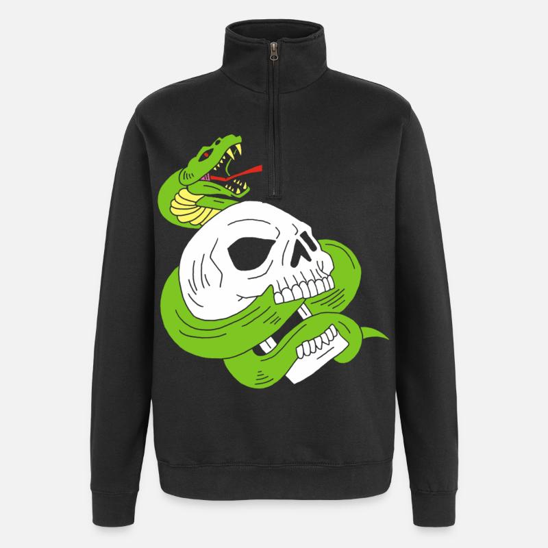 Der Schädel und die Schlange - Quarter-Zip-Sweatshirt - Schwarz