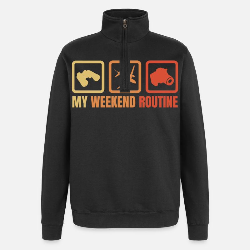 Meine Wochenendroutine - Quarter-Zip-Sweatshirt - Schwarz